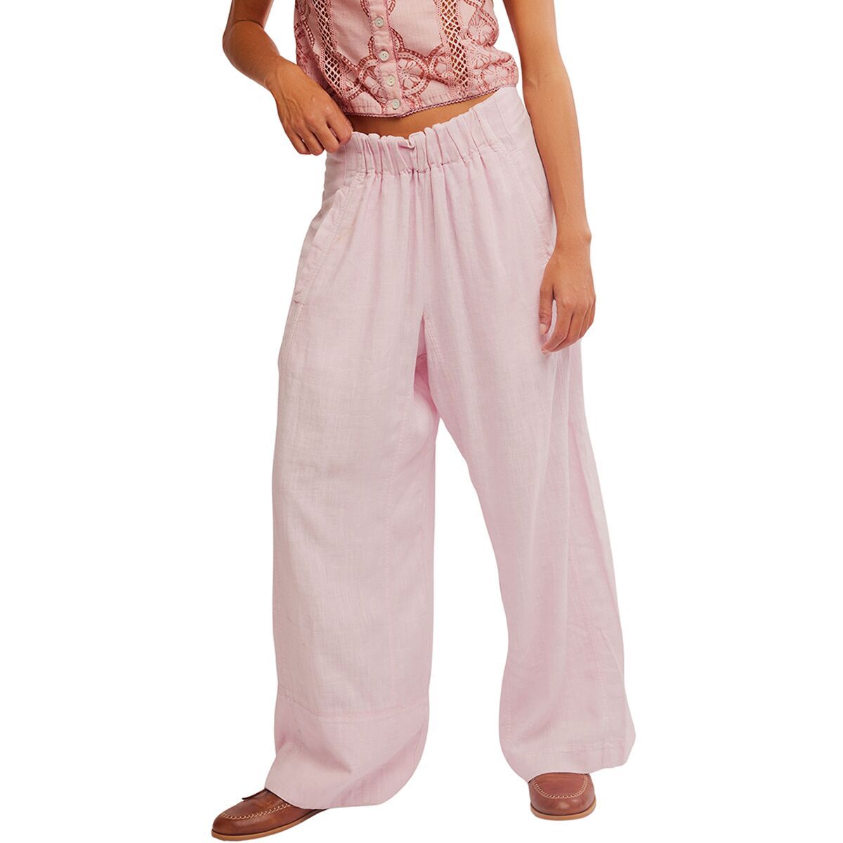 Free People Days End Linen Pull On Pant - Women's Pink-A-Boo, L