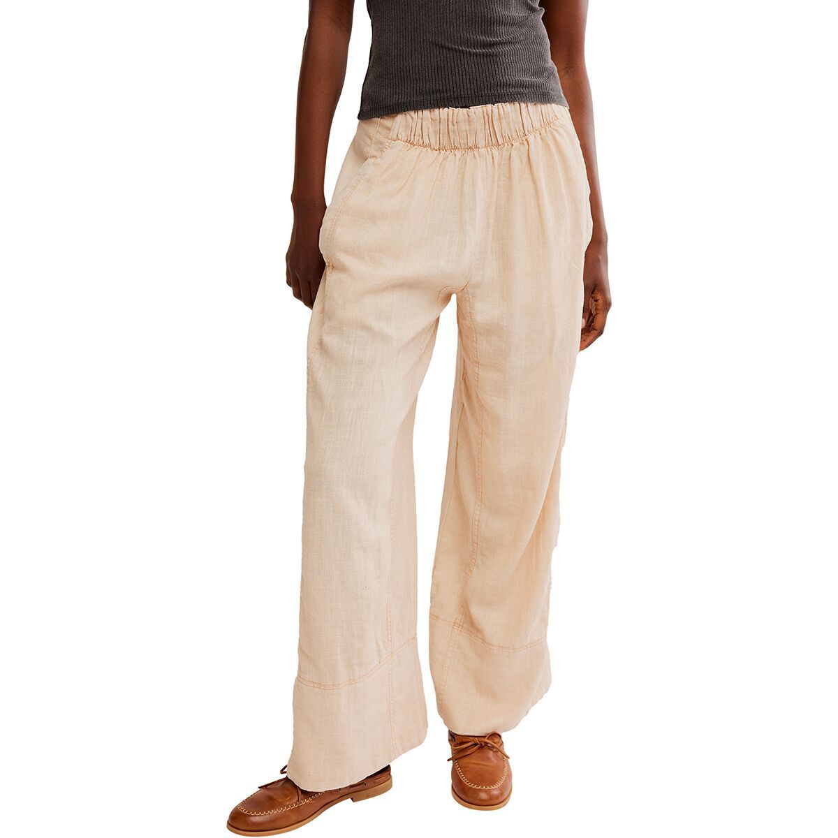 Image of Free People Days End Linen Pull On Pant - Women's Sand Dollar, L