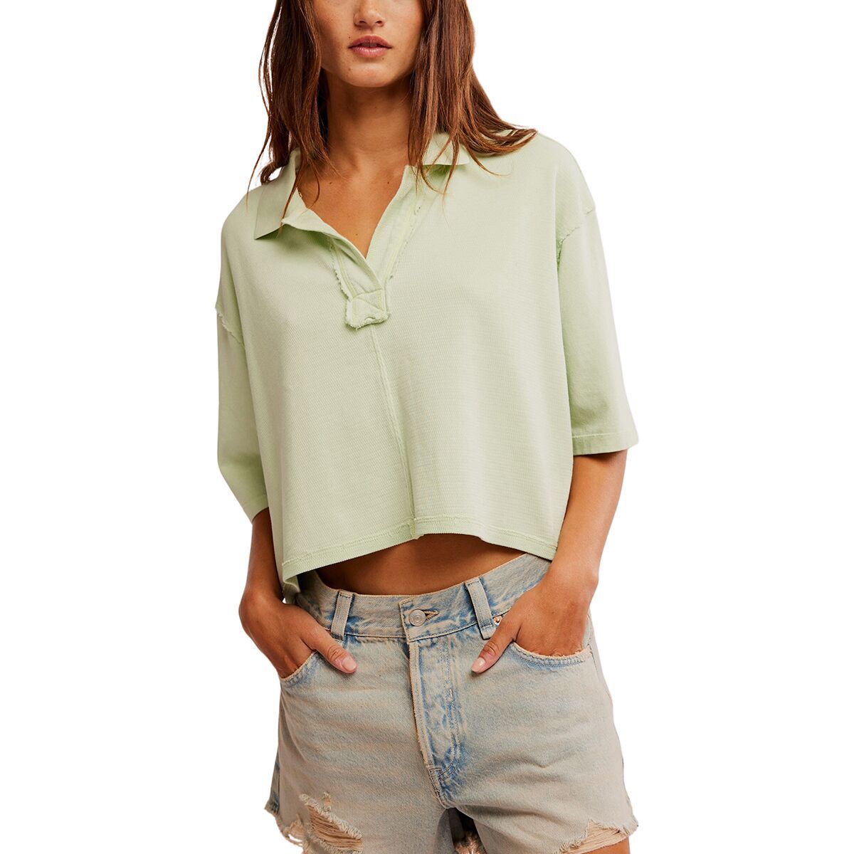 Image of Free People Denmark Polo - Women's Candy Mint, L