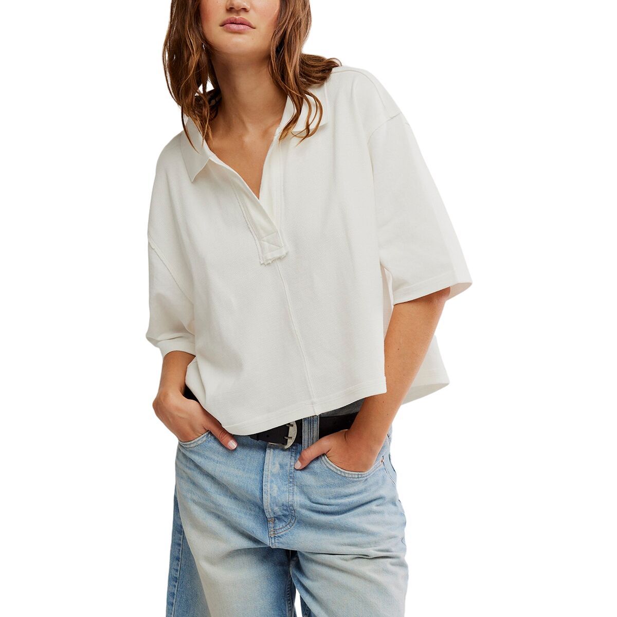 Image of Free People Denmark Polo - Women's Clean Ivory, XL