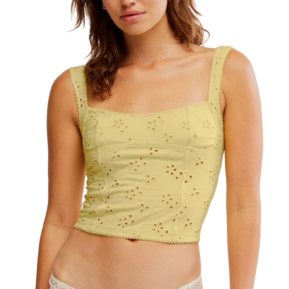 Image of Free People Full Bloom Eyelet Cami - Women's Banana Cream, L