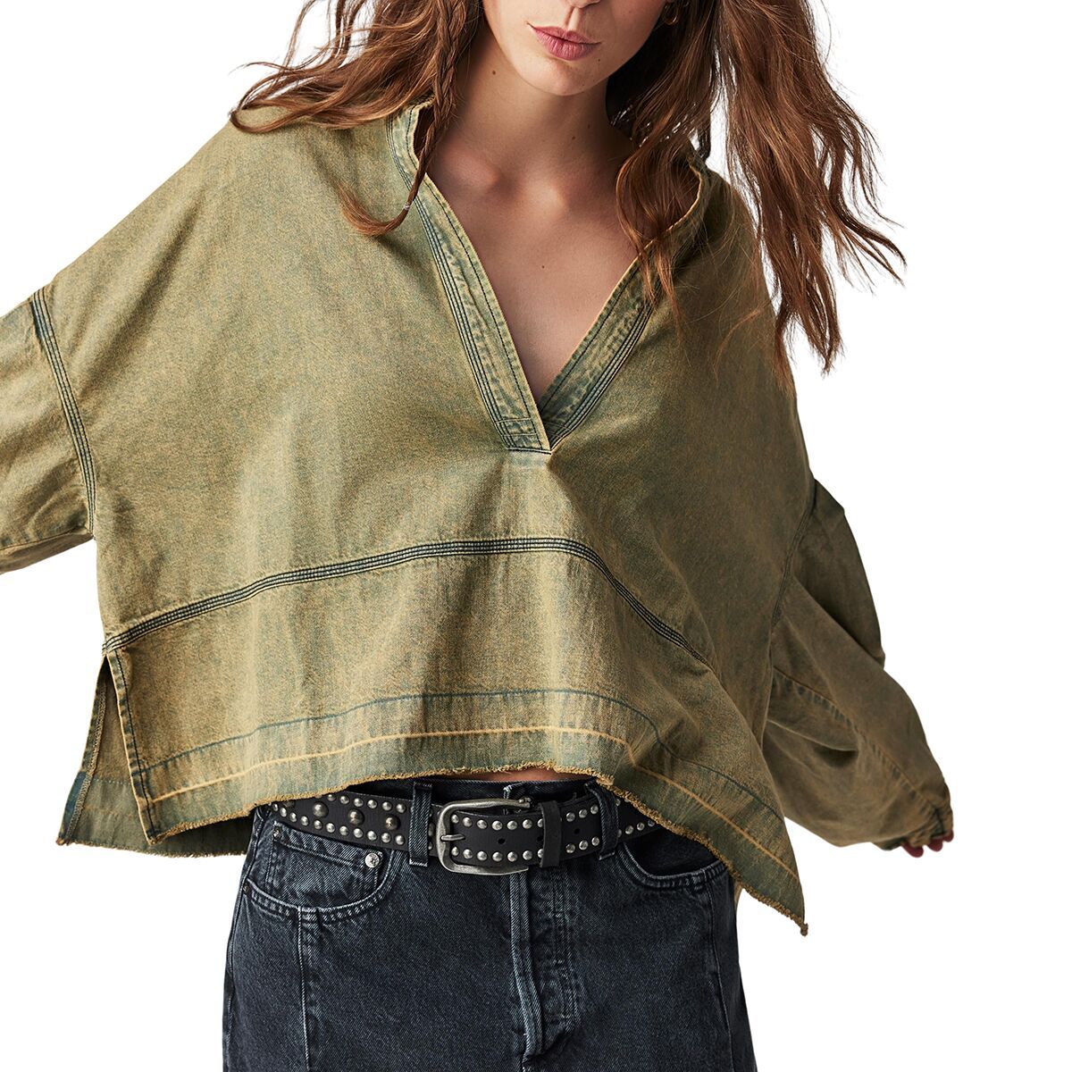 Image of Free People Jude Denim Pullover - Women's Warm Camel, L