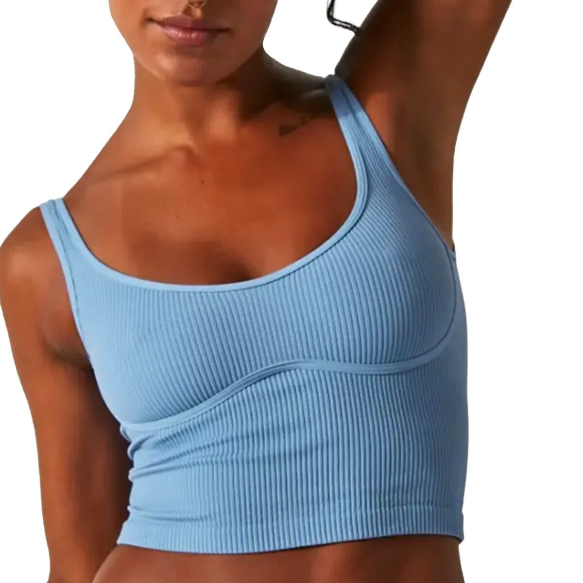 Image of Free People Meg Seamless Crop Top - Women's Dusk Blue, XS/S