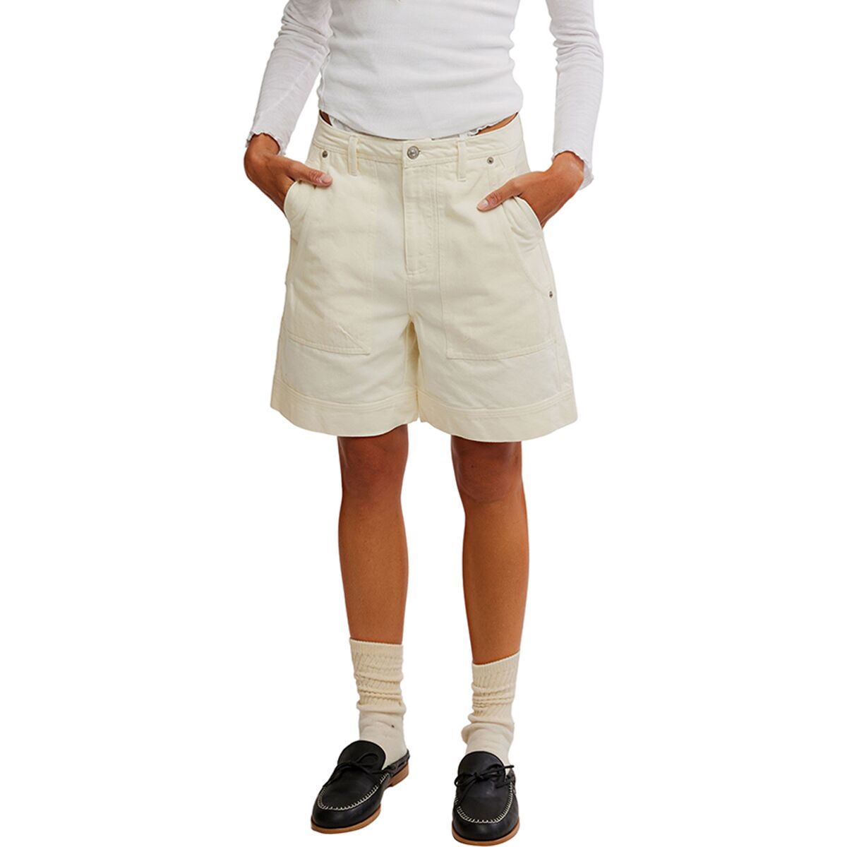 Image of Free People Milo Carpenter Short - Women's Clean Ivory, 12