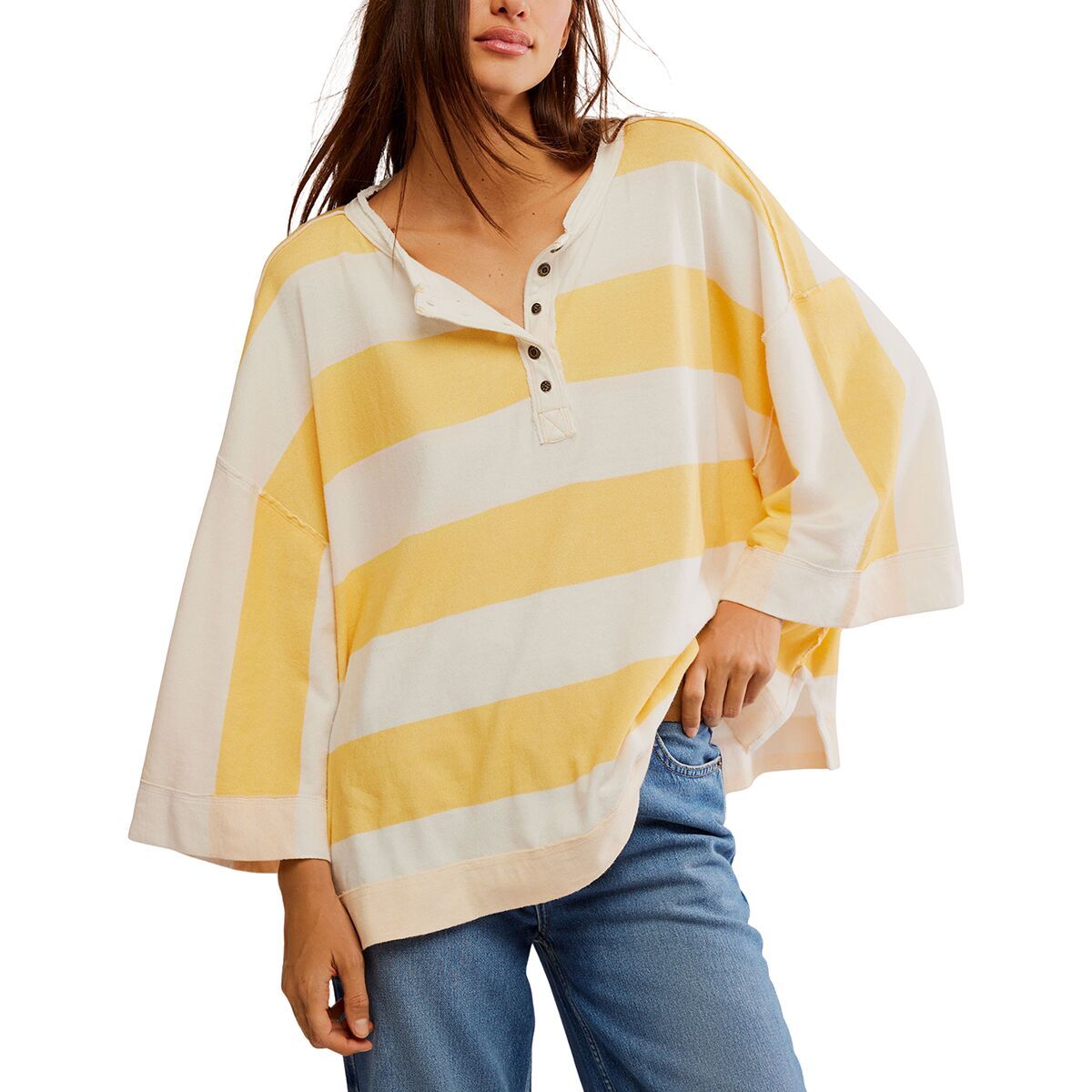 Free People Wonderful T-Shirt - Women's Yellow Combo, XL