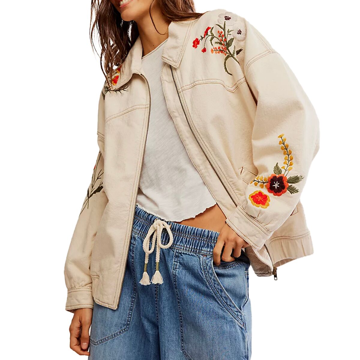 Free People Free People Dusty Trails Jacket - Women's Ivory Combo, L