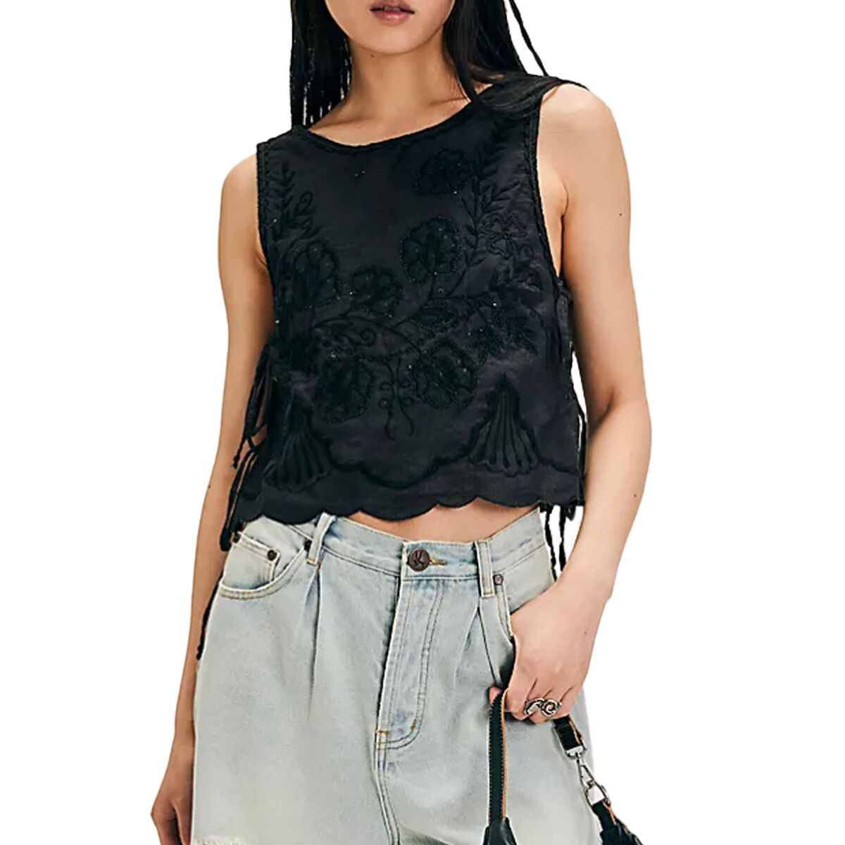 Image of Free People Faded Gardens Tank Top - Women's Washed Black, L
