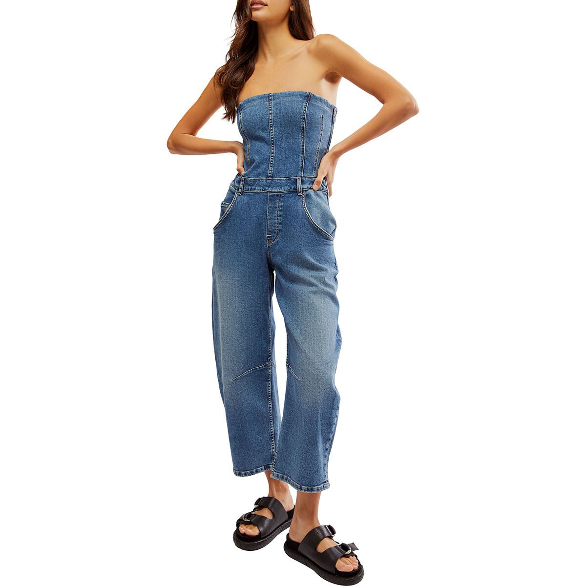Free People Free People Je Suis Pret Barrel Jumpsuit - Women's Petit Blue, XL