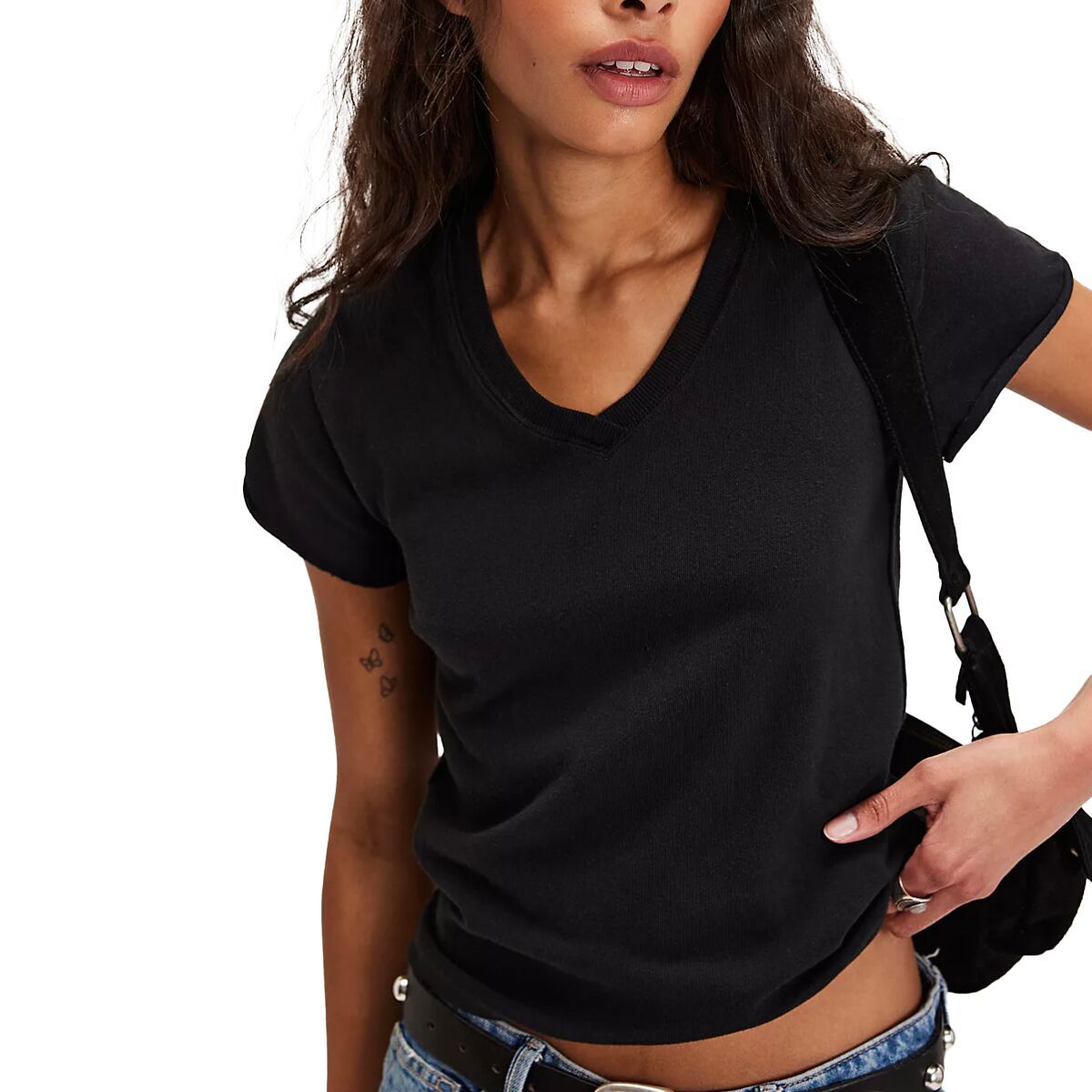 Image of Free People The Tee That Got Away Shirt - Women's Black, M