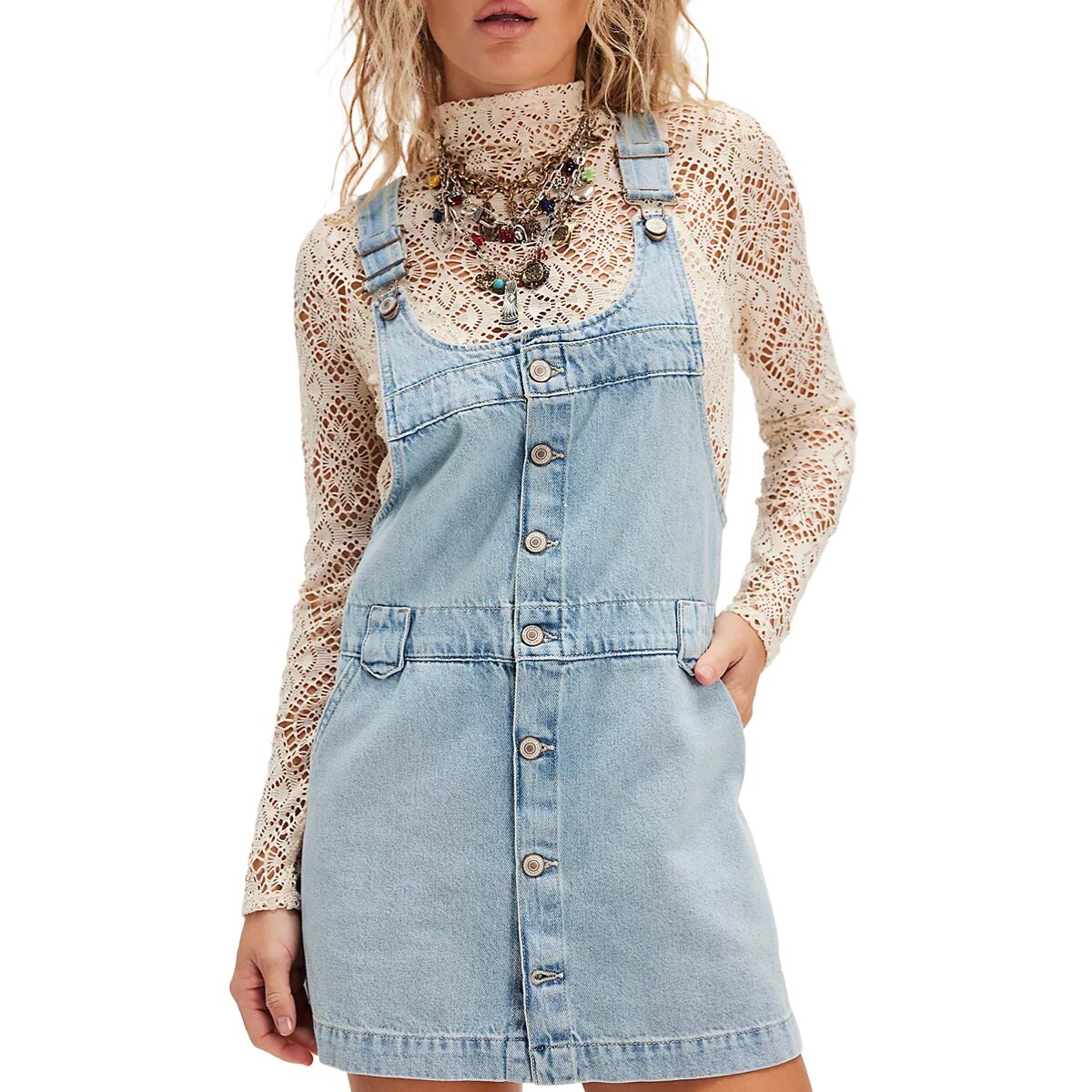 Free People Free People Edie Denim Skirtall - Women's Apple Blues, XL