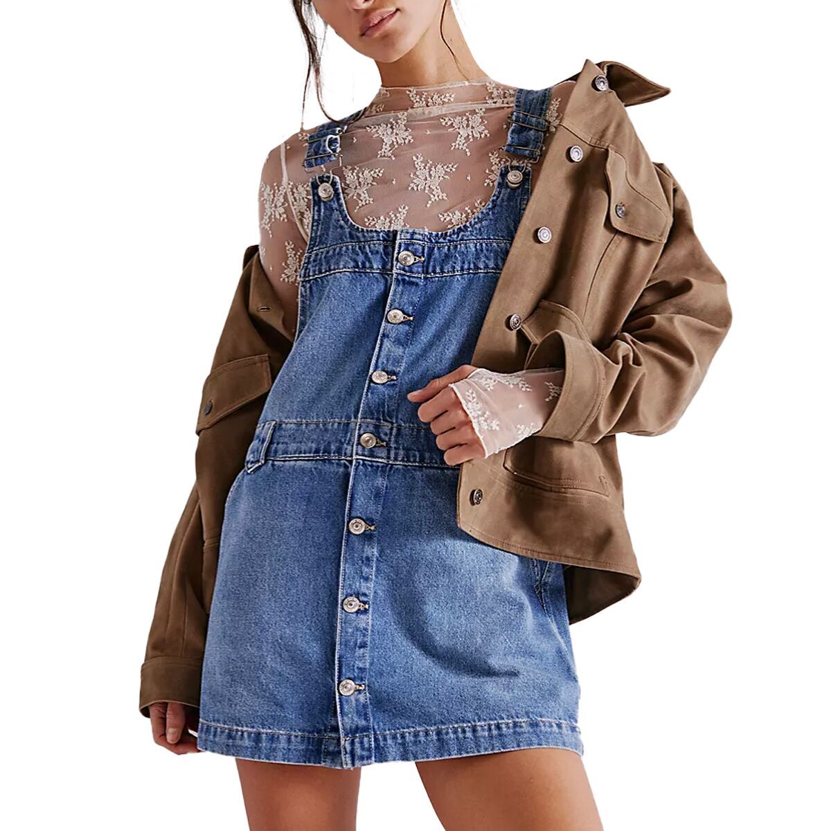 Image of Free People Edie Denim Skirtall - Women's Nimbus, XS