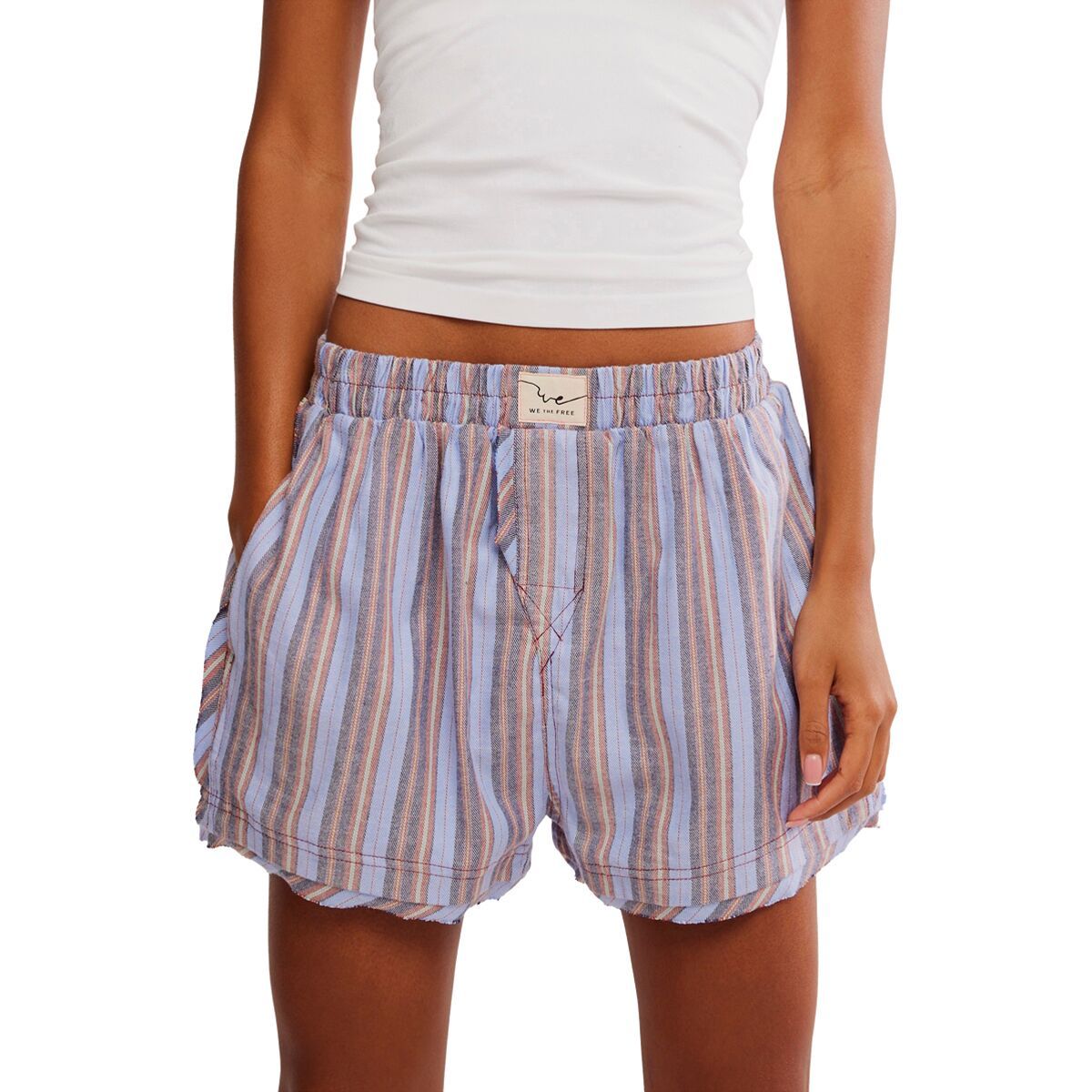 Image of Free People Day To Day Flannel Boxer - Women's Blue Combo, S