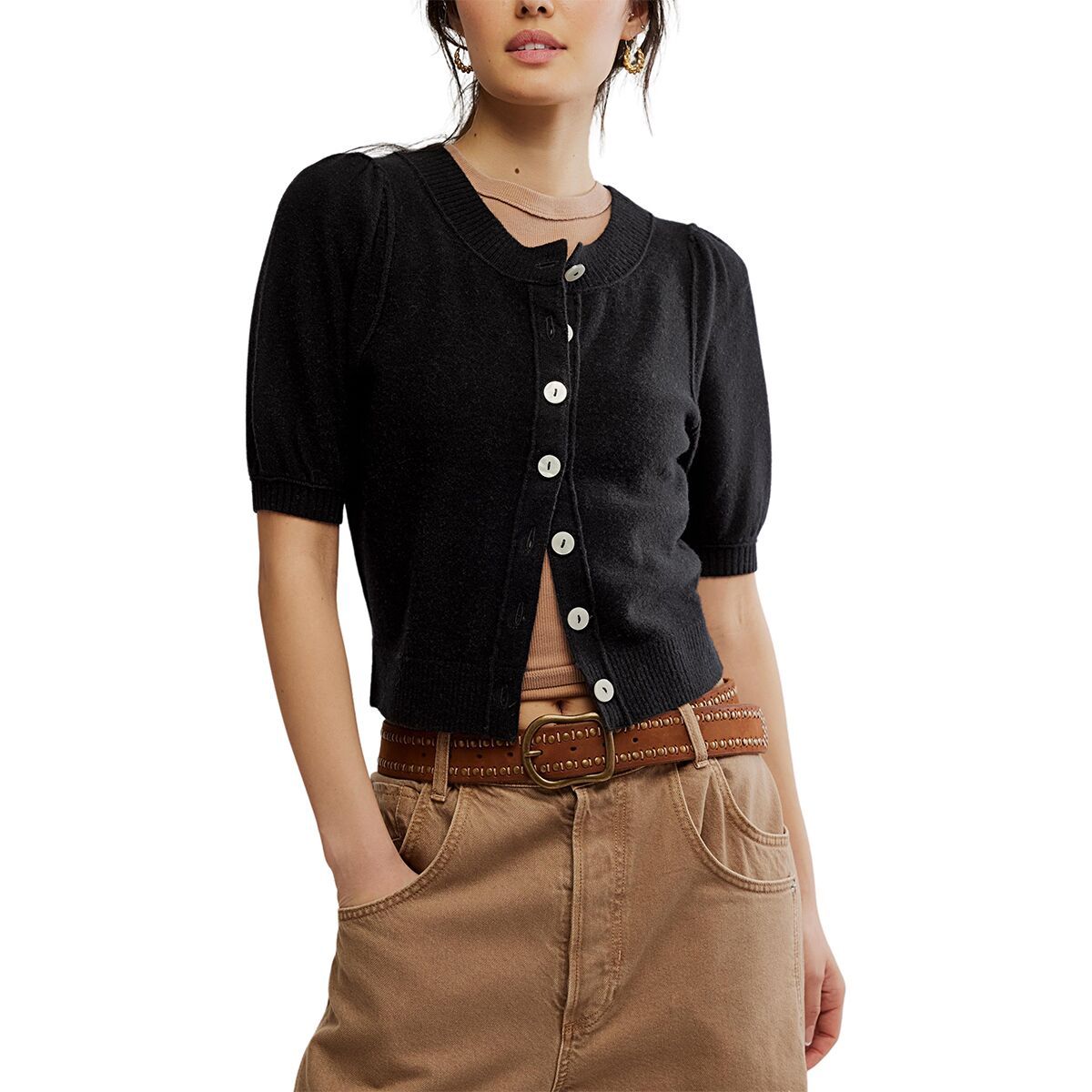 Image of Free People Isla Solid Cardi - Women's Velvet Black, M