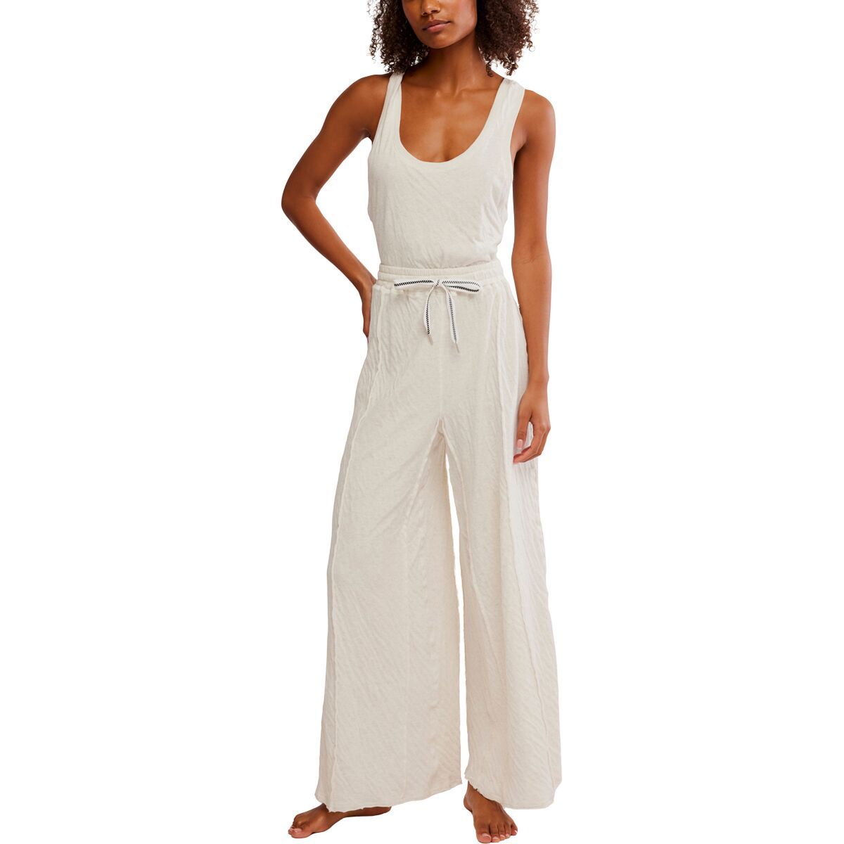 Image of Free People Wait A Minute Romper - Women's Oatmeal Combo, M