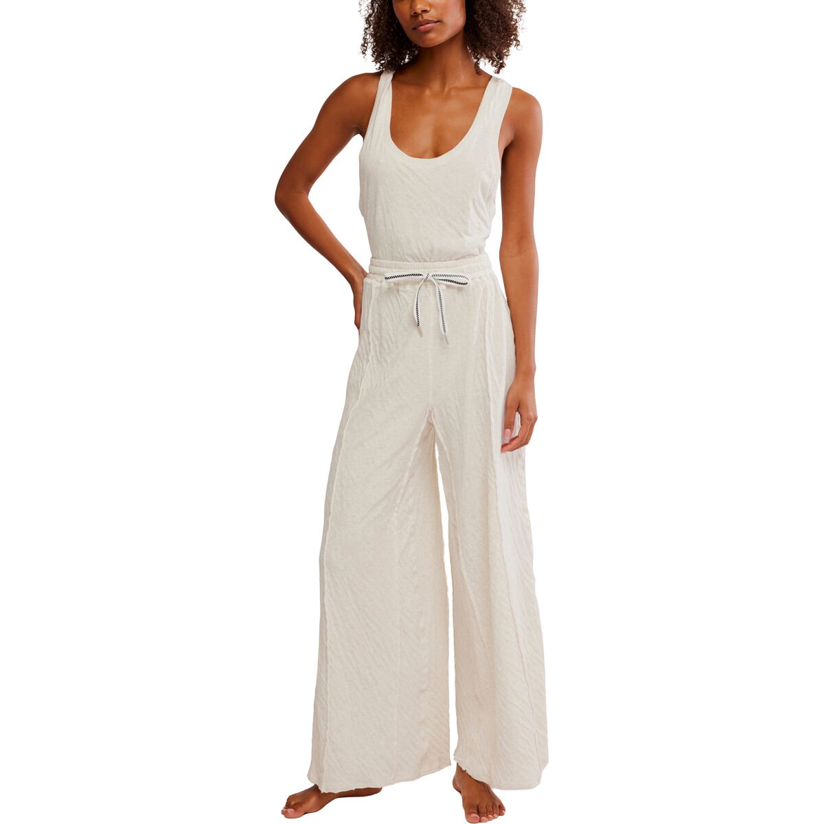 Image of Free People Wait A Minute Romper - Women's Oatmeal Combo, M