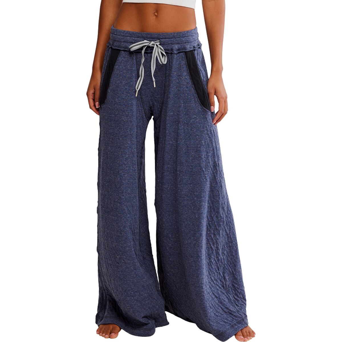 Image of Free People Wait A Minute Wide Leg Pant - Women's Navy Heather Combo, S