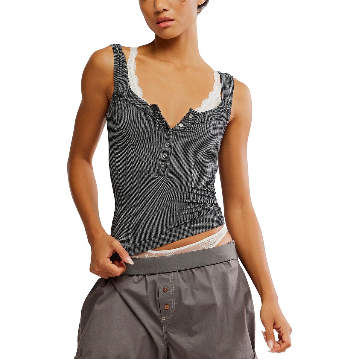 Image of Free People Clean Slate Henley - Women's Black, XS/S