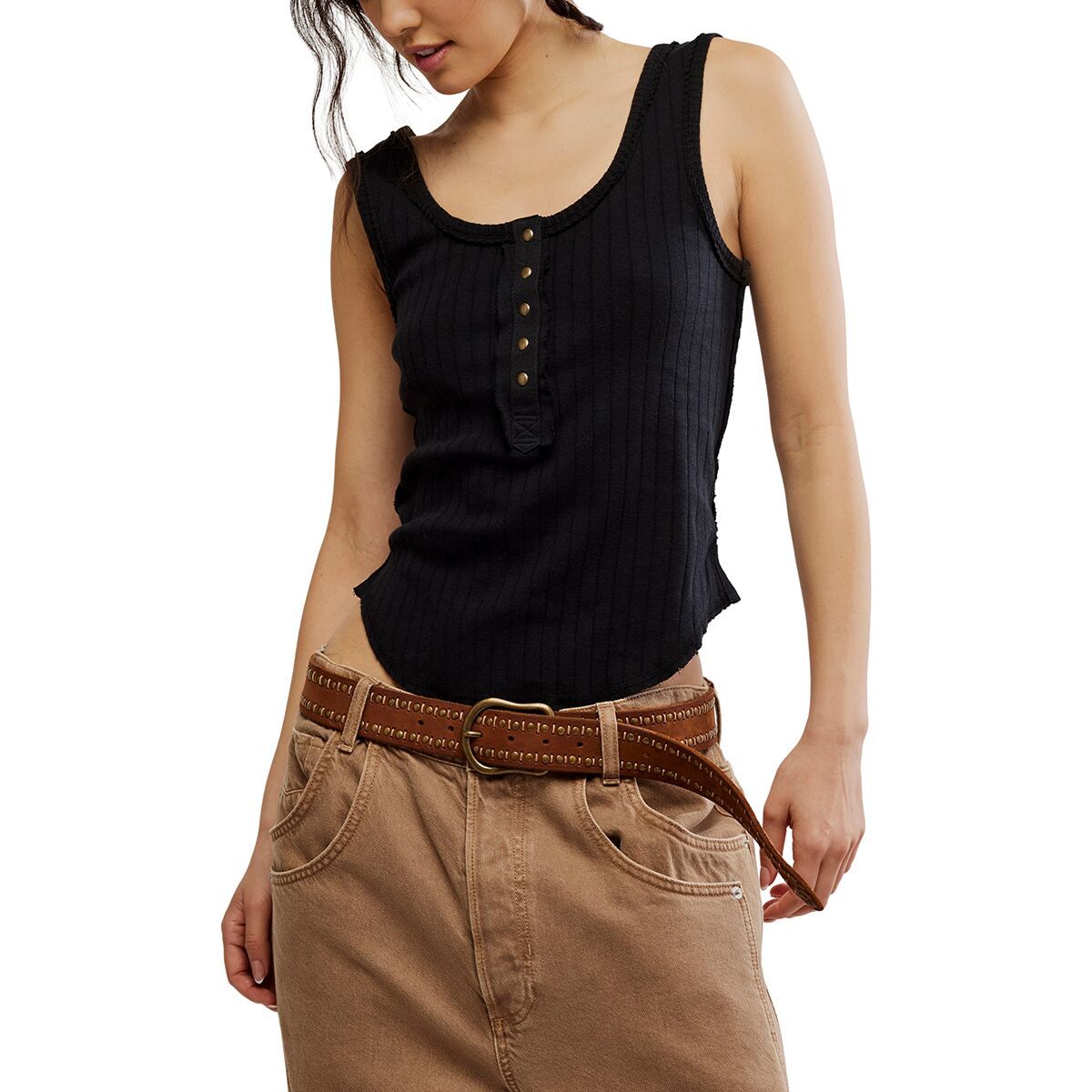 Image of Free People Bryson Henley Top - Women's Black, XS