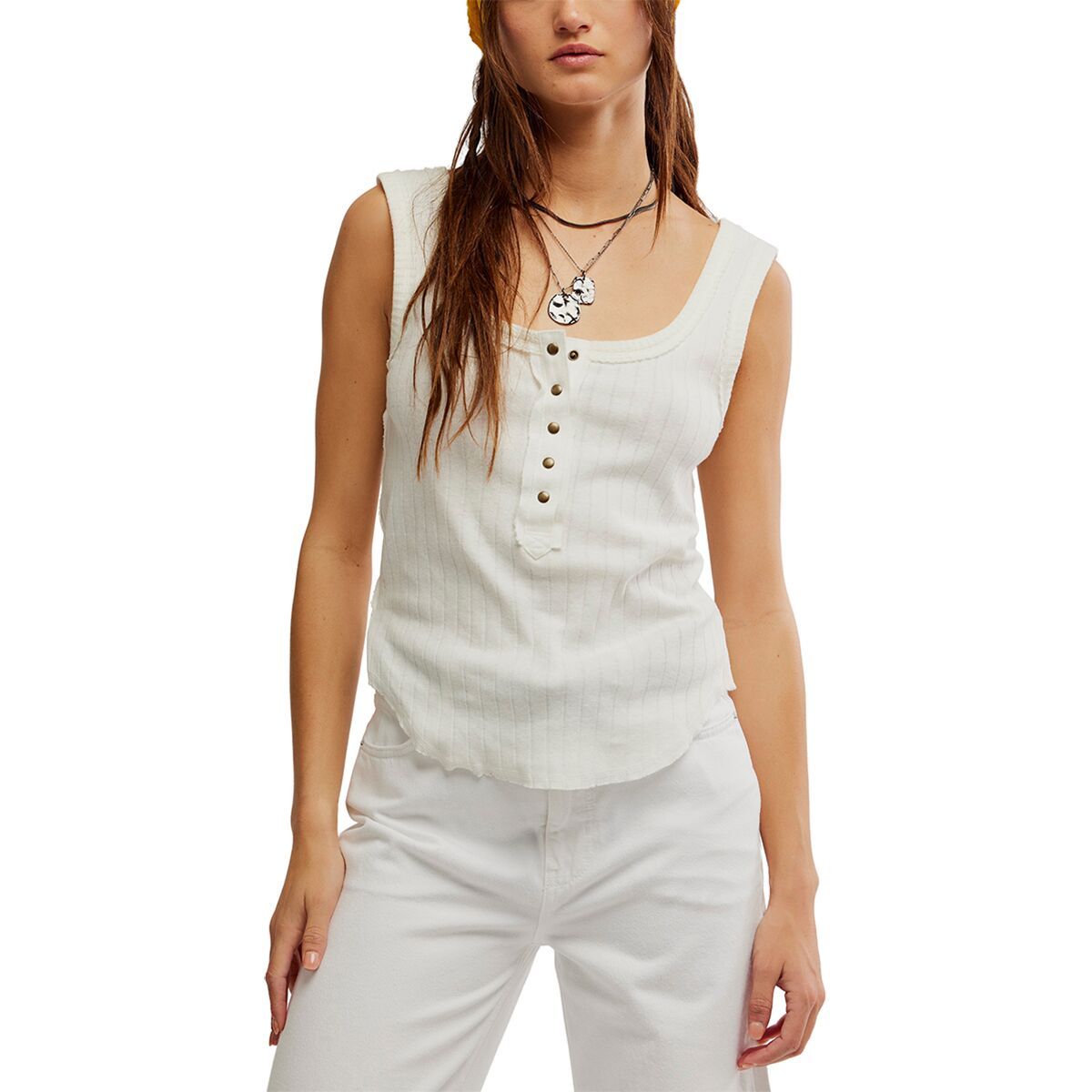 Image of Free People Bryson Henley Top - Women's White, L