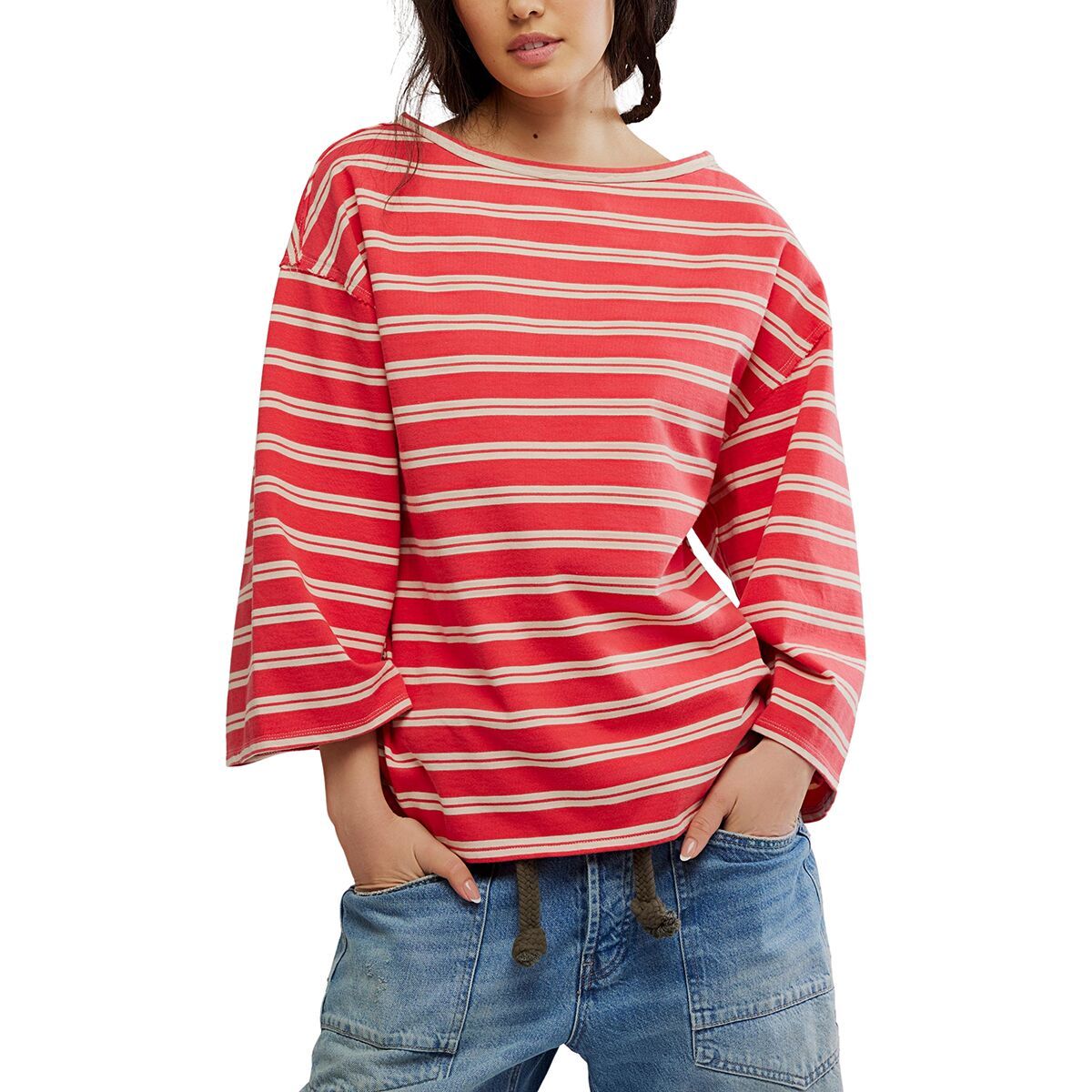 Image of Free People Cest La Vie T-Shirt - Women's Red Combo, L
