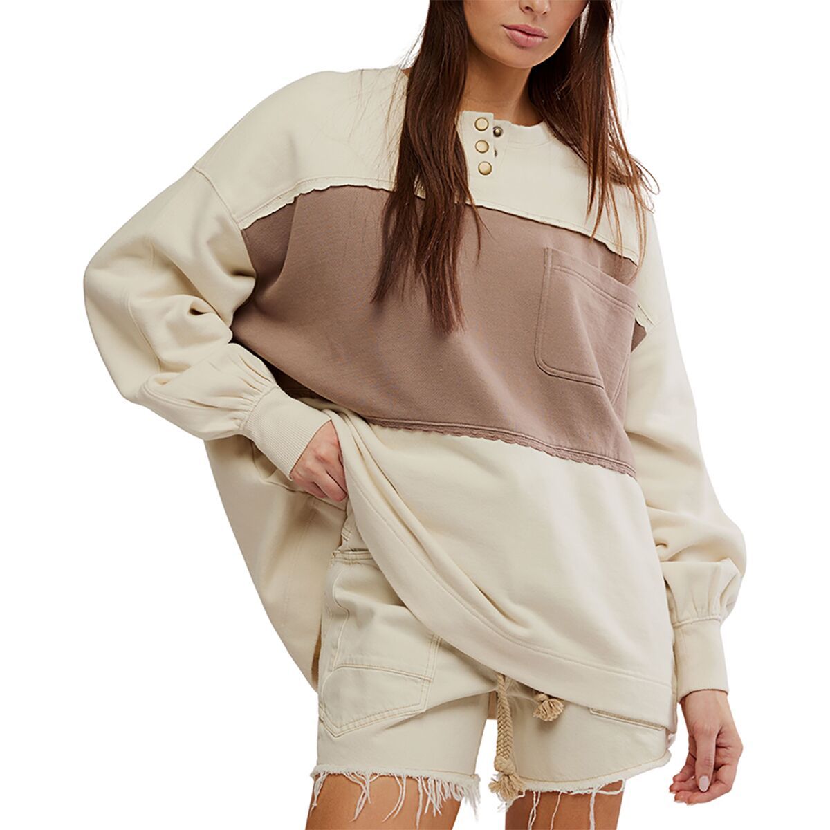 Image of Free People Strawberry Sweatshirt - Women's Summer Sand Combo, XL