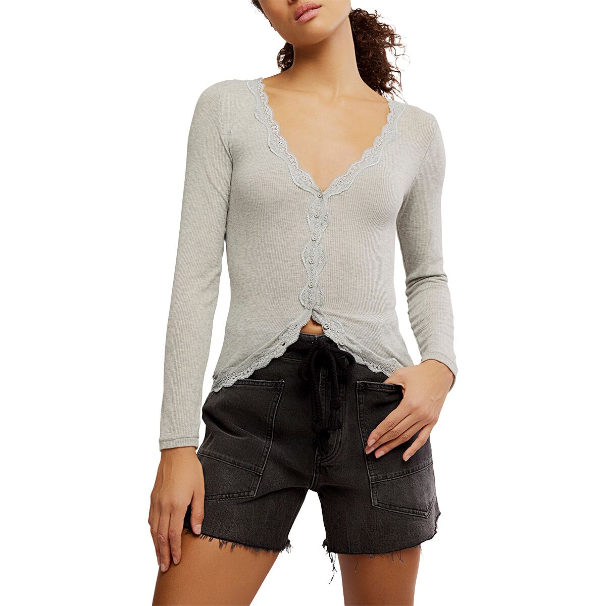 Image of Free People Big Love Cardi - Women's Heather Grey, M