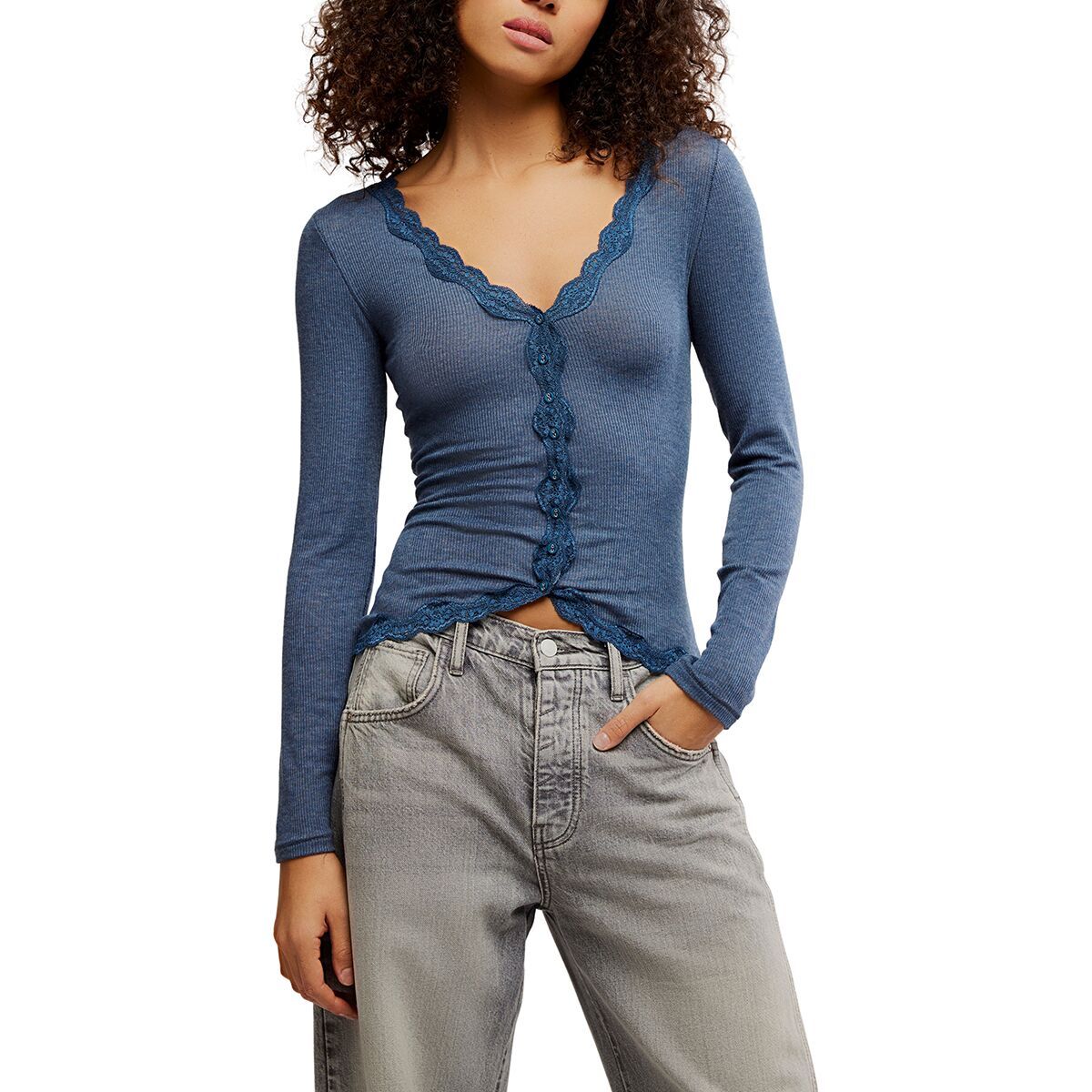 Image of Free People Big Love Cardi - Women's Ocean Heather, L