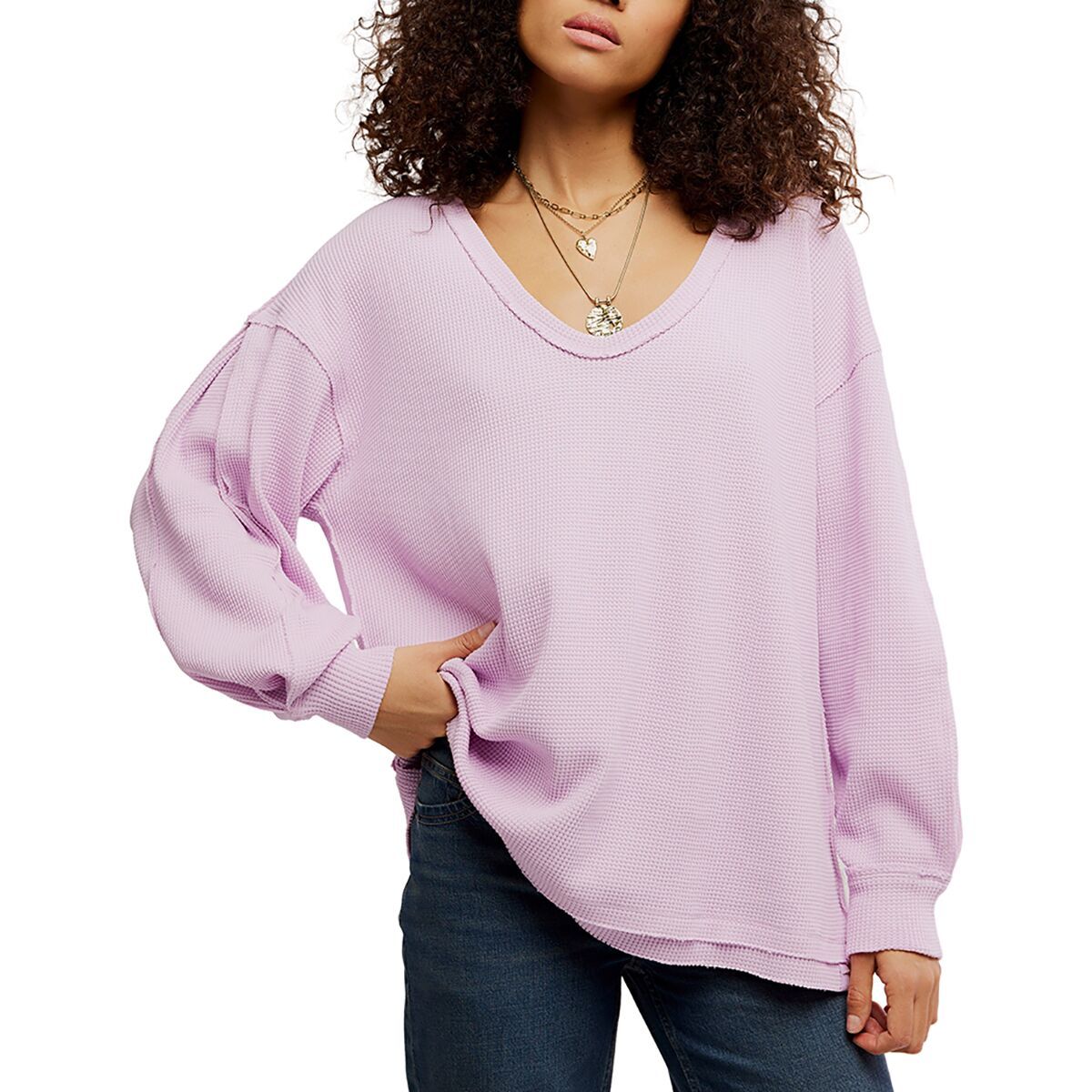 Image of Free People Coast 2 Coast Thermal Top - Women's Blush Lilac, XS