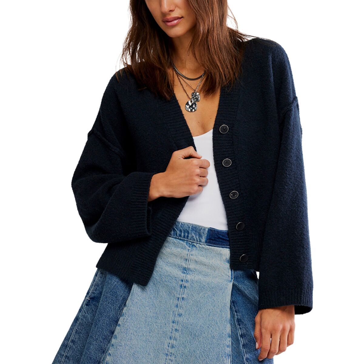 Image of Free People Cool Of The Night Cardi - Women's Black, M