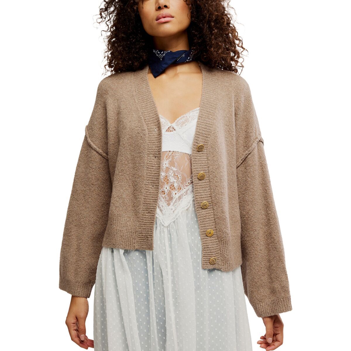 Free People Cool Of The Night Cardi - Women's Mocha Melange, L
