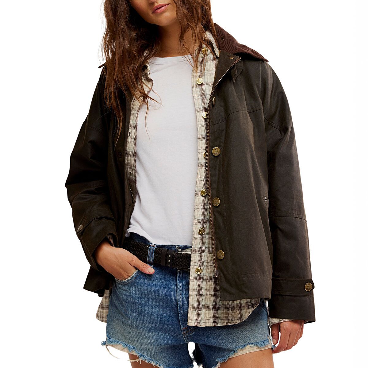 Image of Free People Cori Waxed Jacket - Women's Olive, L