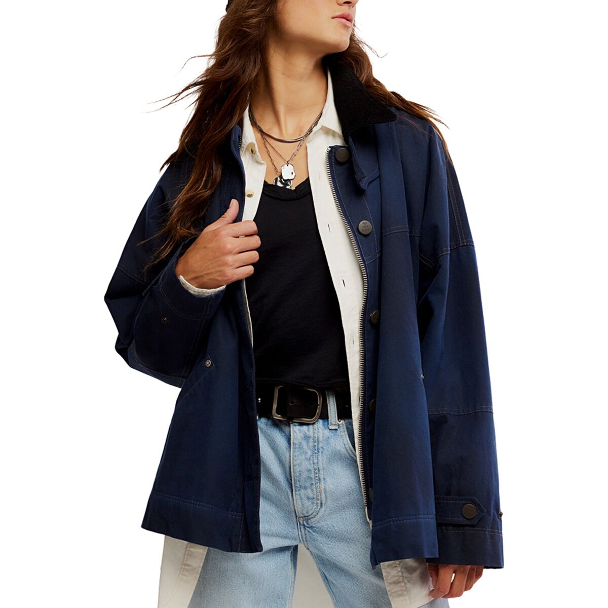 Image of Free People Cori Waxed Jacket - Women's Sapphire, M