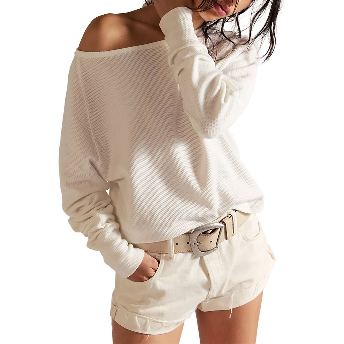 Image of Free People Jess Long Sleeve Top - Women's Clean Ivory, L