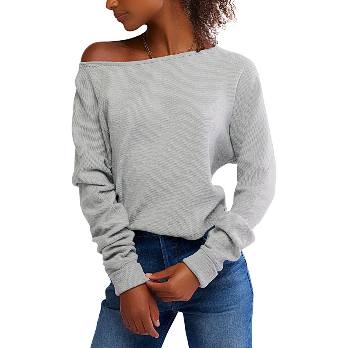 Image of Free People Jess Long Sleeve Top - Women's Heather Grey, XL