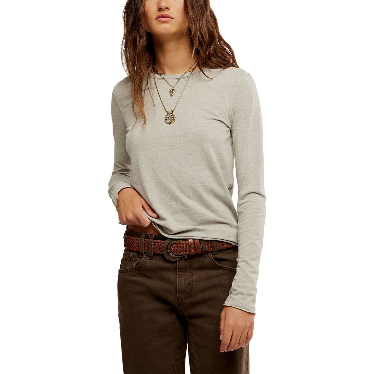 Image of Free People Nova Tee Long Sleeve Shirt - Women's Caiman, XS