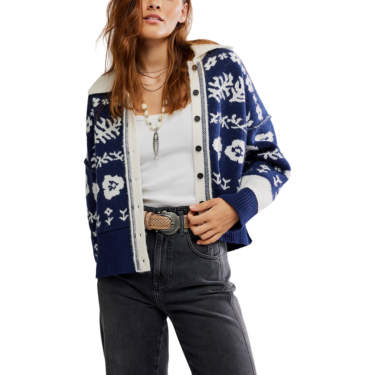 Image of Free People Shelby Cardigan - Women's Navy, L