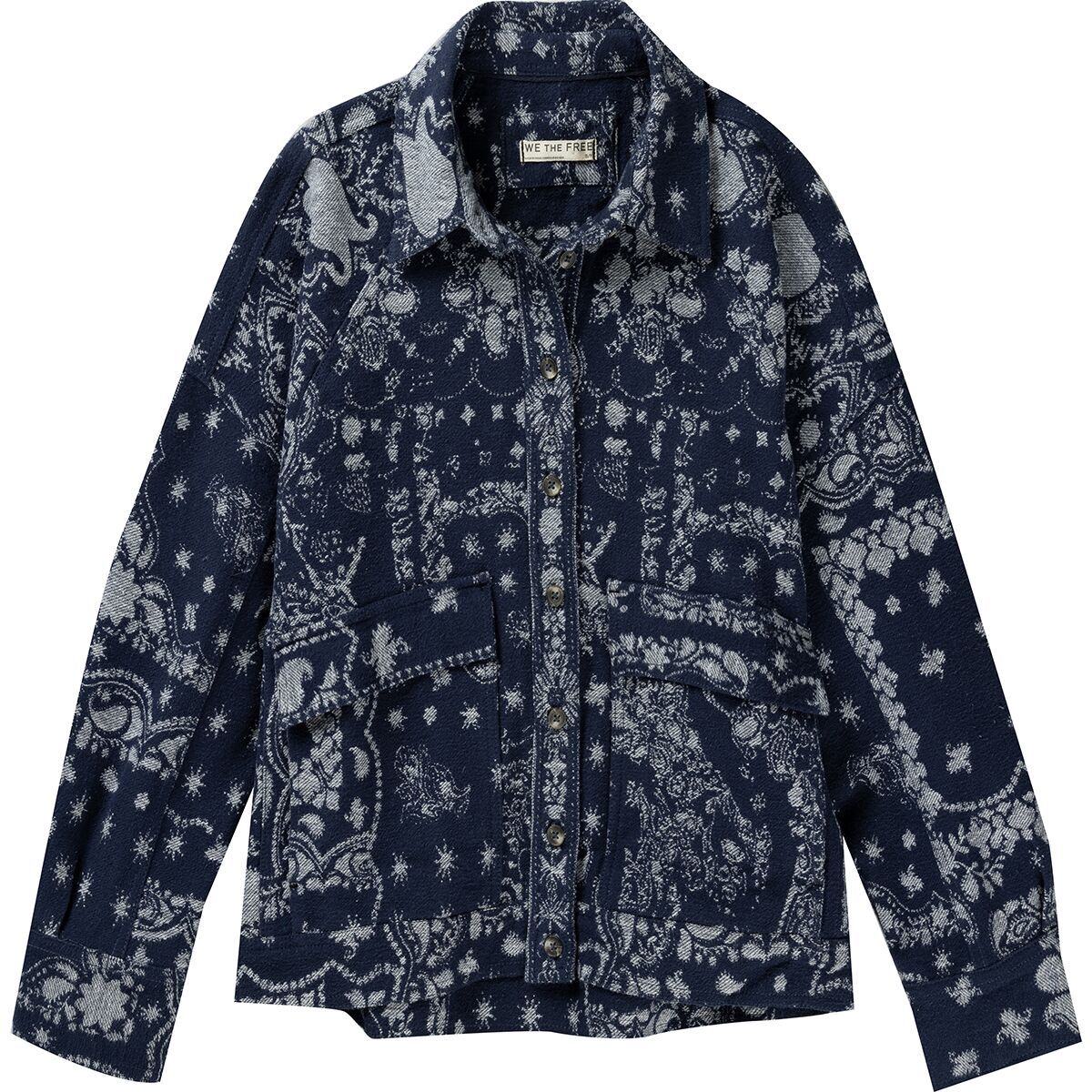 Image of Free People Bandana Jacquard Shirt - Women's Indigo Combo, XS