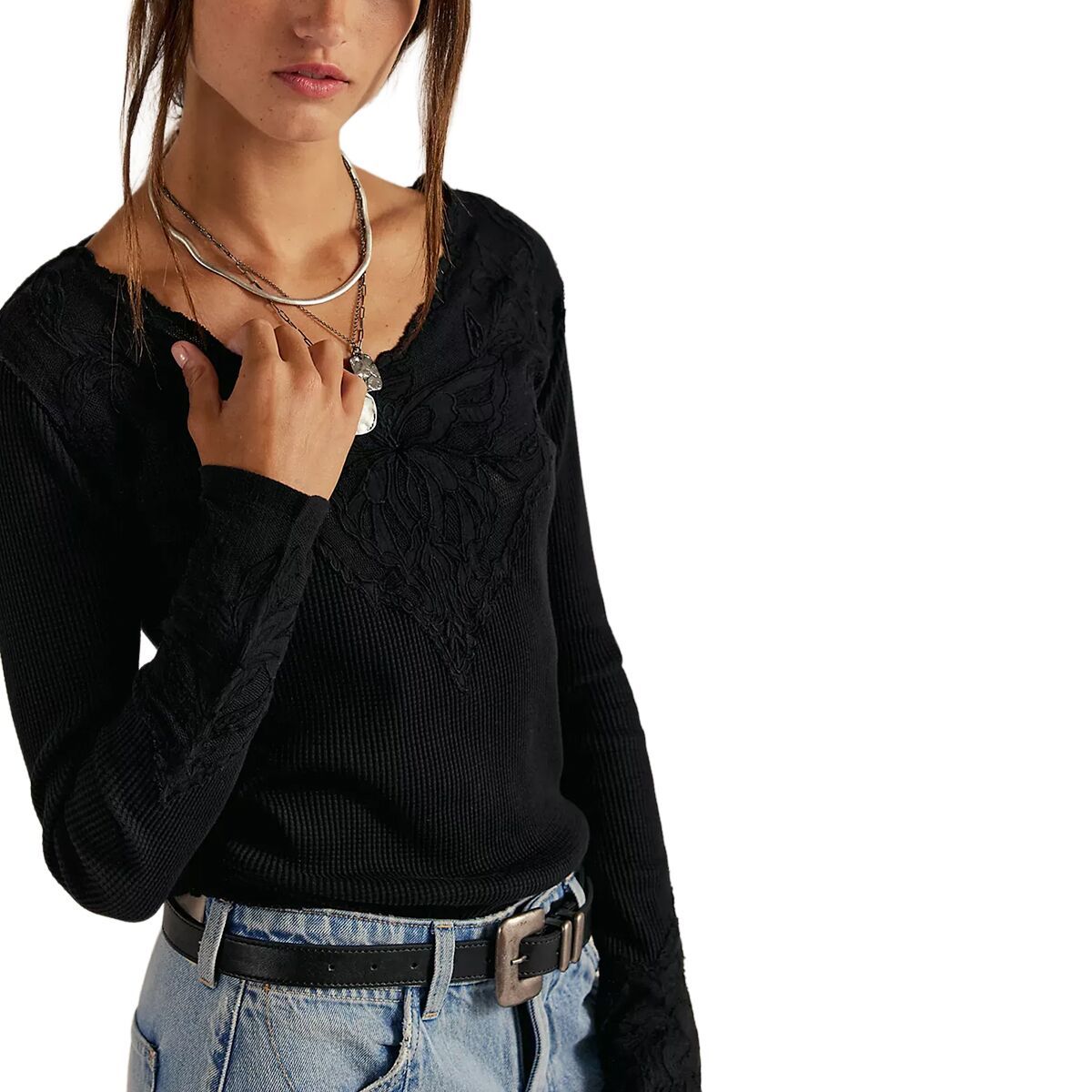 Image of Free People Butterfly Cuff Top - Women's Black, M