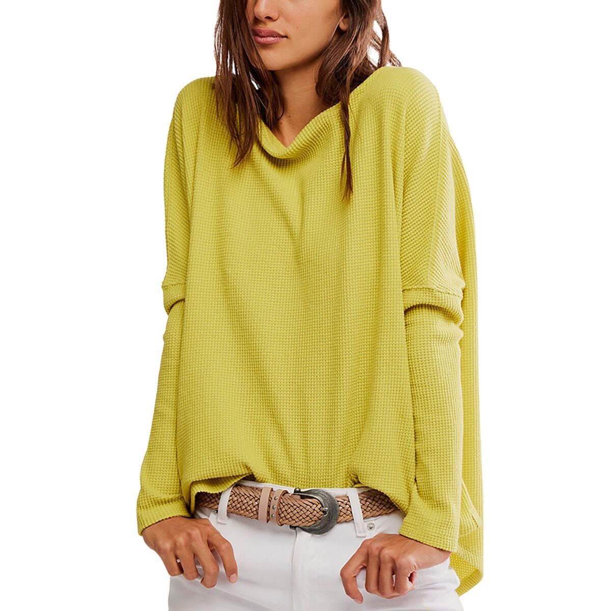 Image of Free People Latte Blues Thermal Solid Top - Women's Acacia, S