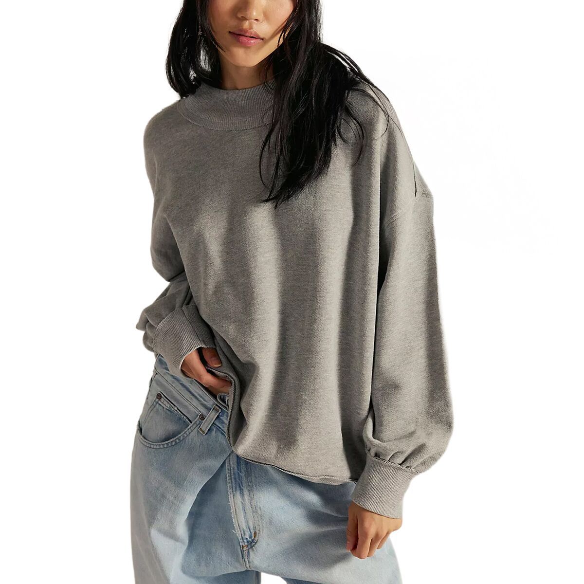 Image of Free People Palm Springs Turtleneck Sweater - Women's Heather Grey, L