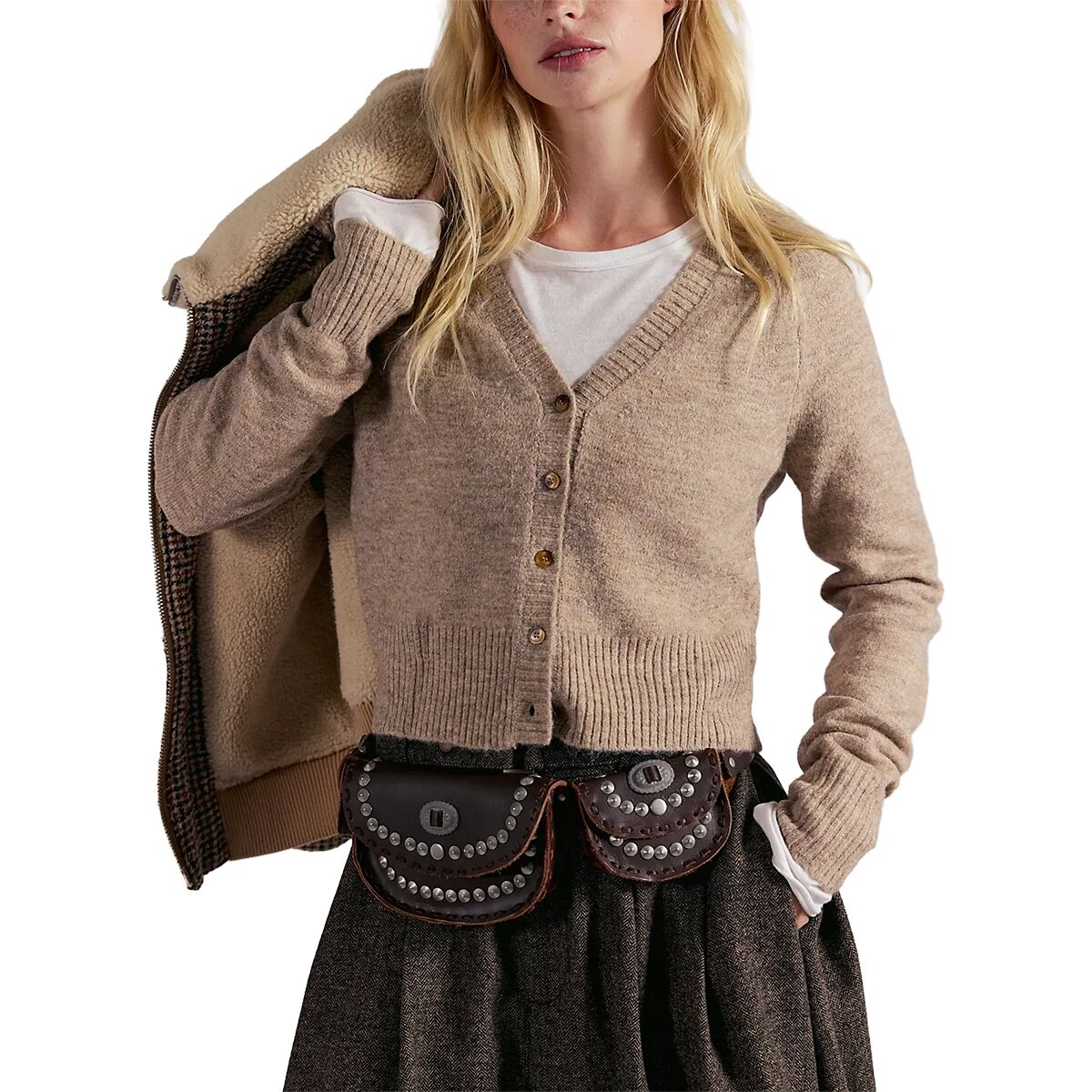 Image of Free People School Girl Cardi - Women's Feather Grey Melange, XL