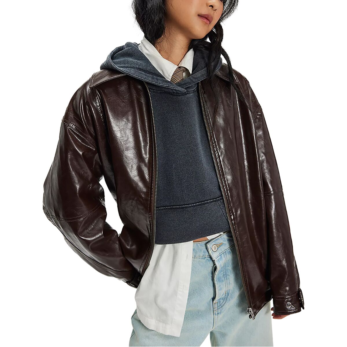 Image of Free People Sloane Vegan Jacket - Women's Chocolate, XS