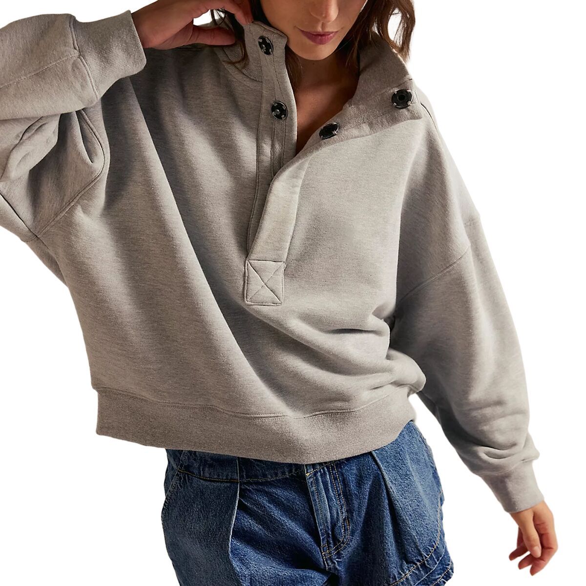 Image of Free People Timeless Pullover - Women's Heather Grey, XL