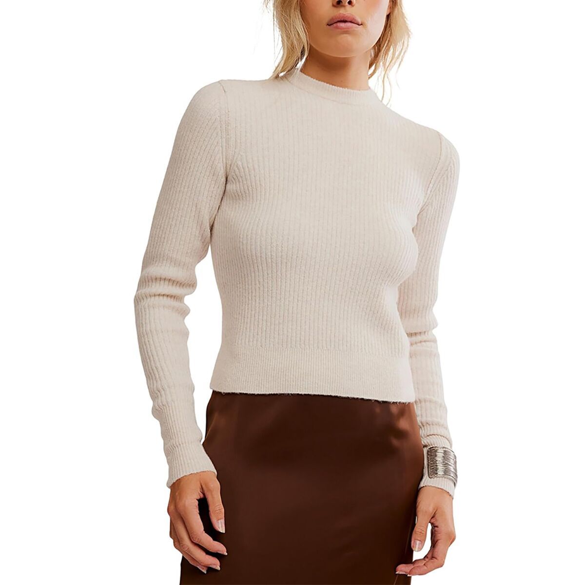 Image of Free People Even After Pullover - Women's Almond Milk Heather, XL