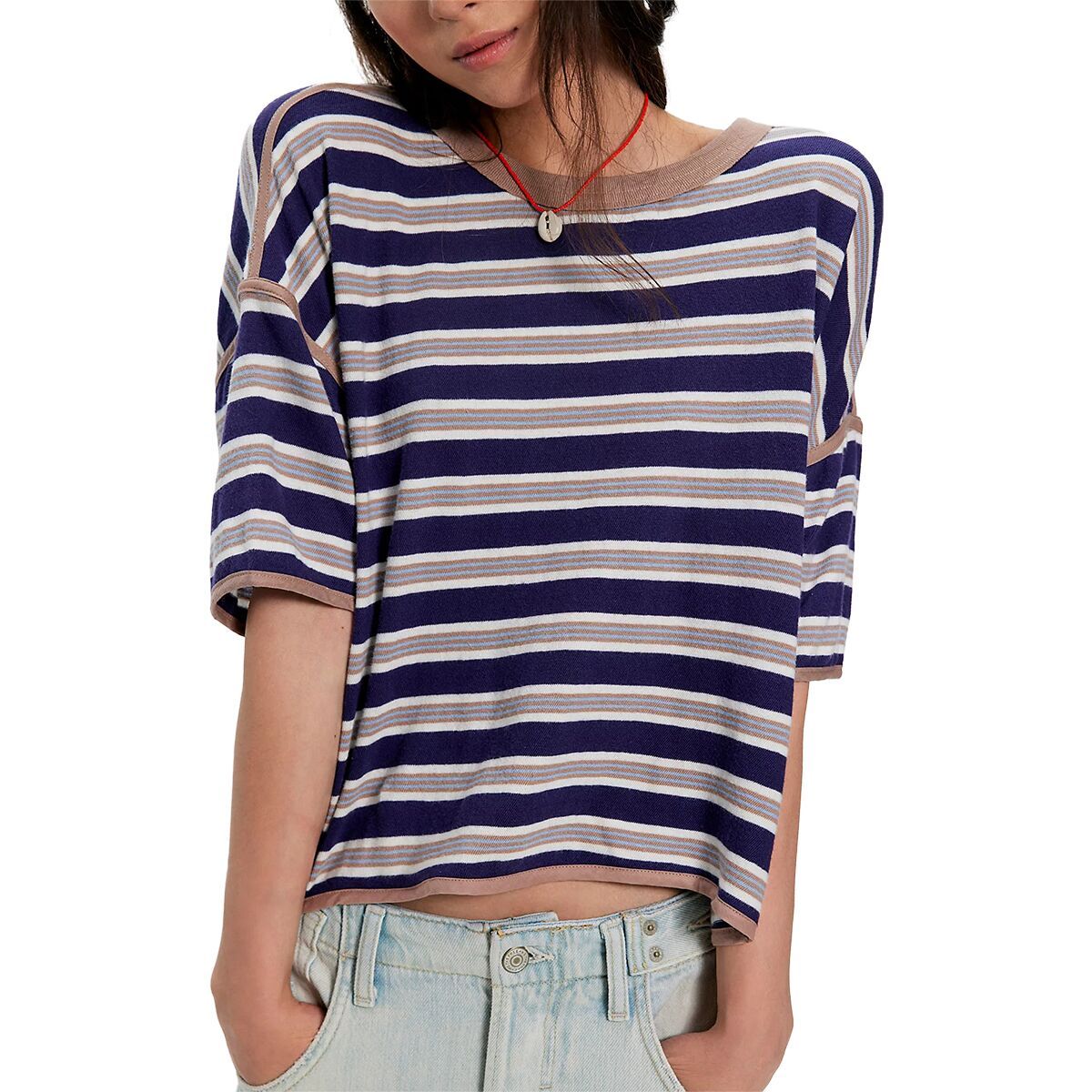 Image of Free People Clean Rugby T-Shirt - Women's Navy Combo, L