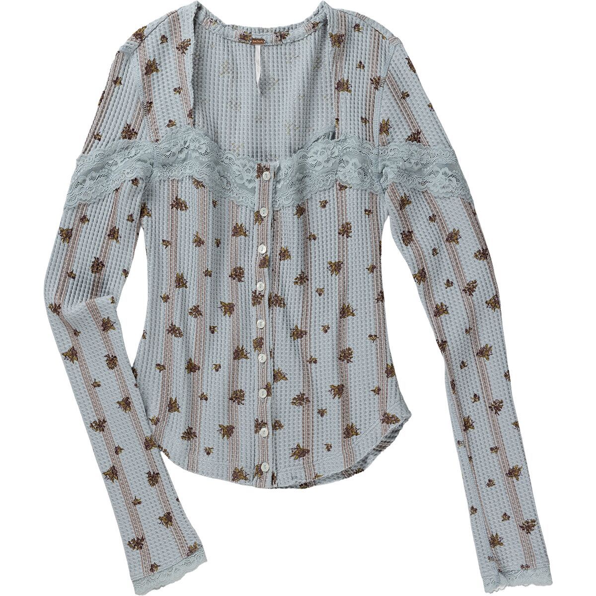 Image of Free People Lets Party Print Cardi - Women's Pearl Blue Combo, L