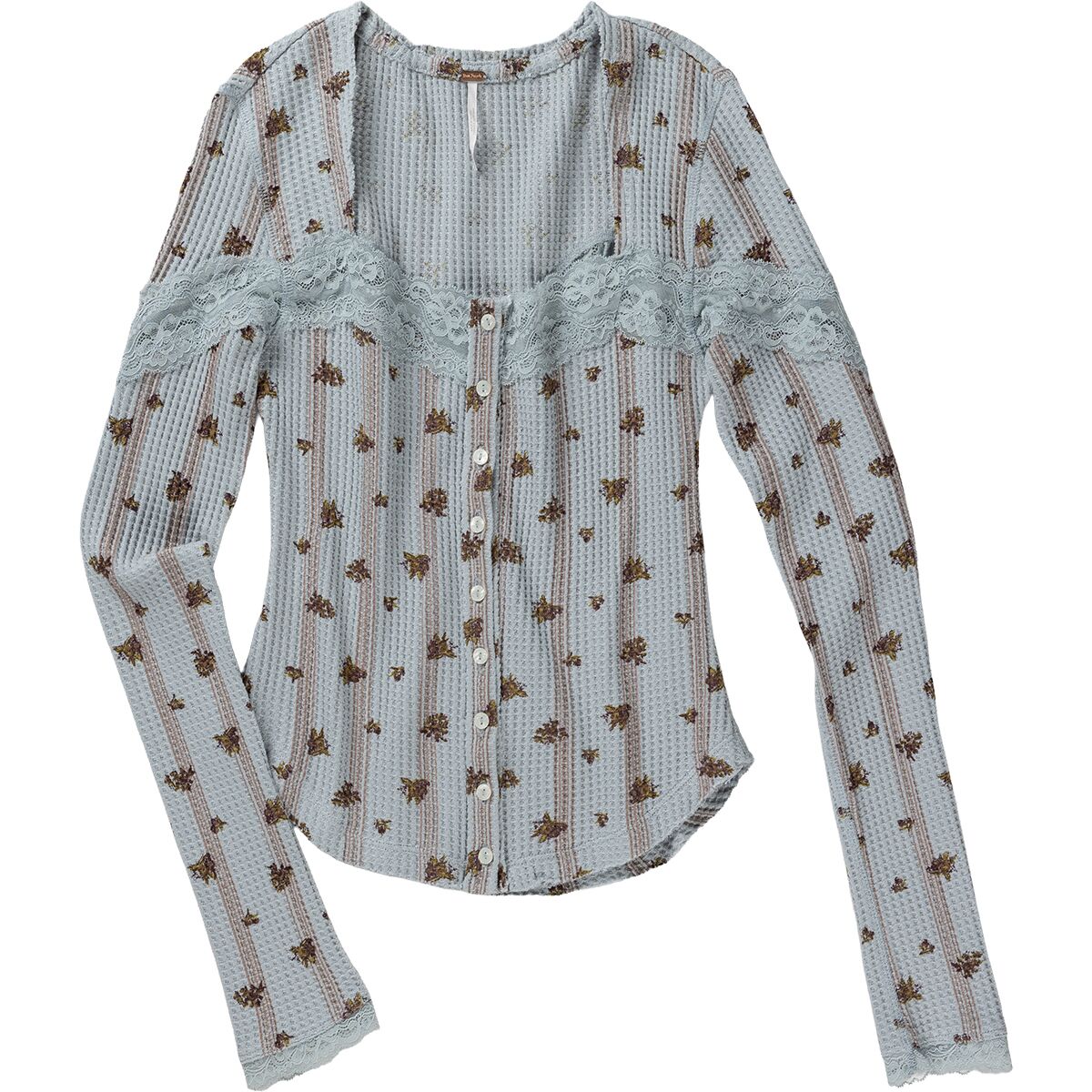 Image of Free People Lets Party Print Cardi - Women's Pearl Blue Combo, M