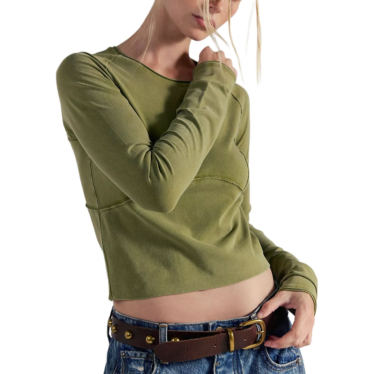 Image of Free People Protagonist Long-Sleeve Top - Women's Green Moss, M