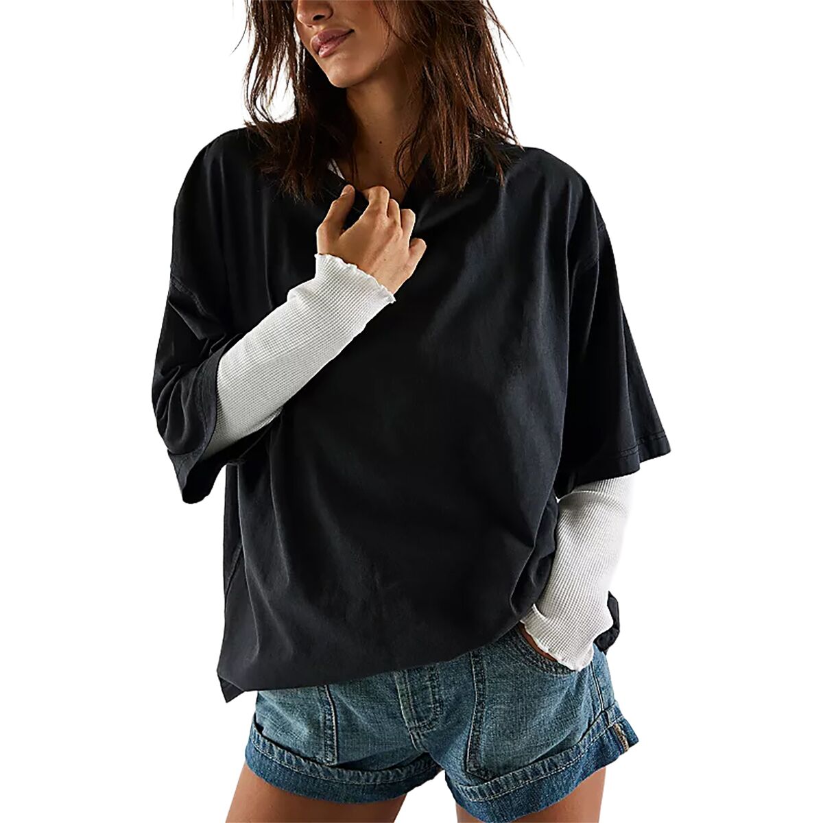 Image of Free People We The Free Perfect Oversized T-Shirt - Women’s Black, M