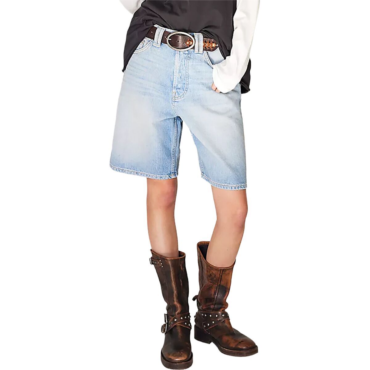 Image of Free People Montana Raw Hem Short - Women's Cowgirl Blues, 25